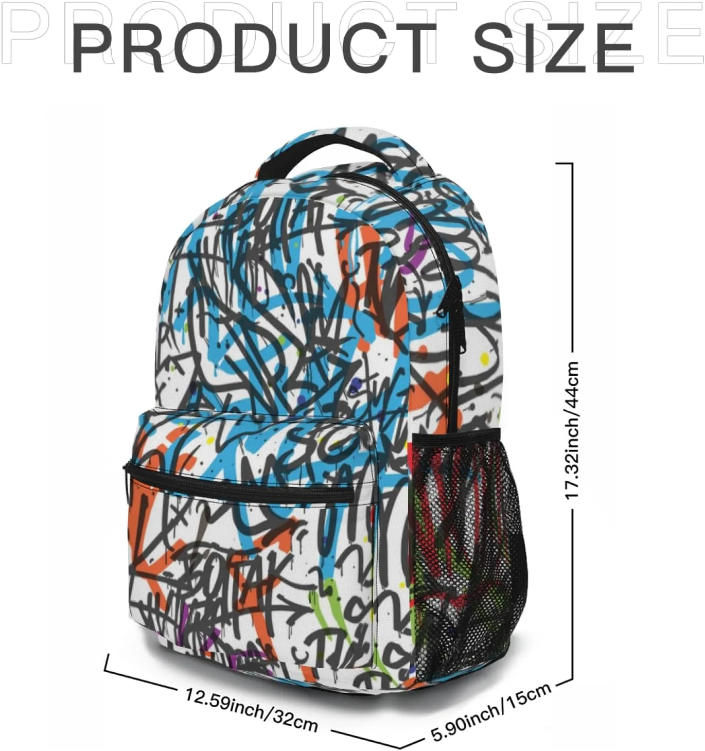 Funny Graffiti Art Backpack, Laptop Backpack with Multiple Pockets for Adult Hiking Travel Work 17 Inch