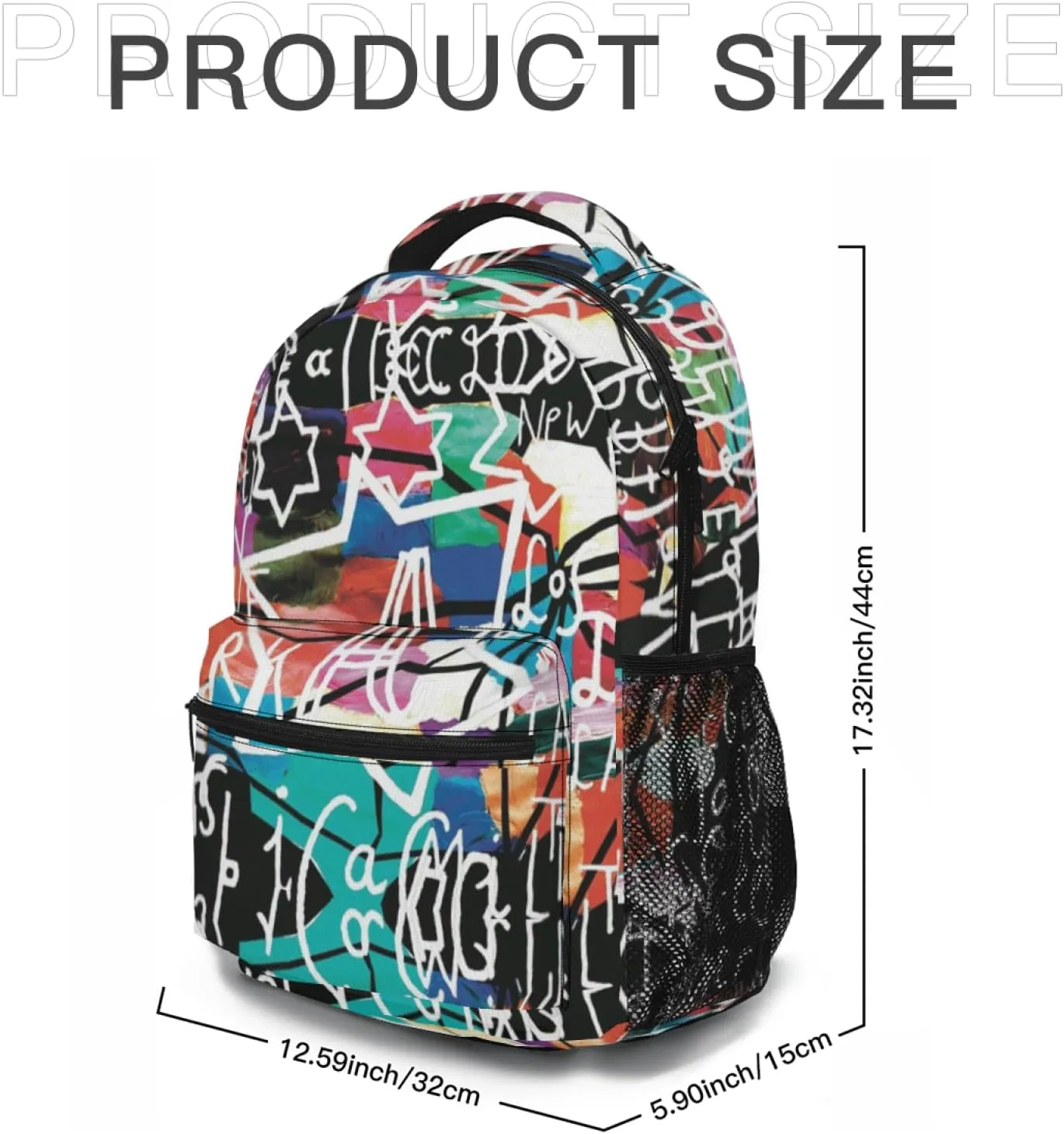 Funny Graffiti Art Backpack, Laptop Backpack with Multiple Pockets for Adult Hiking Travel Work 17 Inch