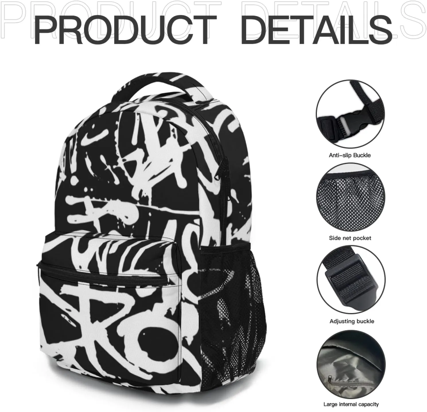 Funny Graffiti Art Backpack, Laptop Backpack with Multiple Pockets for Adult Hiking Travel Work 17 Inch