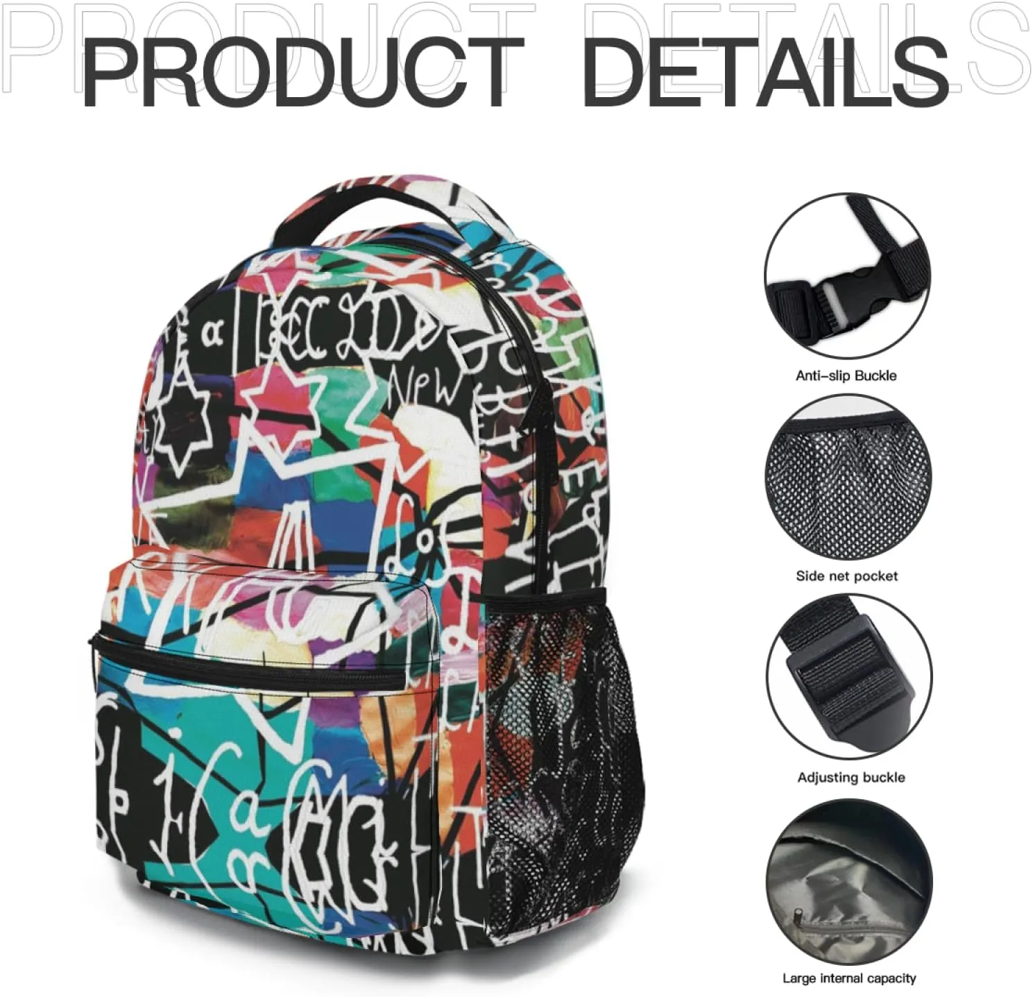 Funny Graffiti Art Backpack, Laptop Backpack with Multiple Pockets for Adult Hiking Travel Work 17 Inch