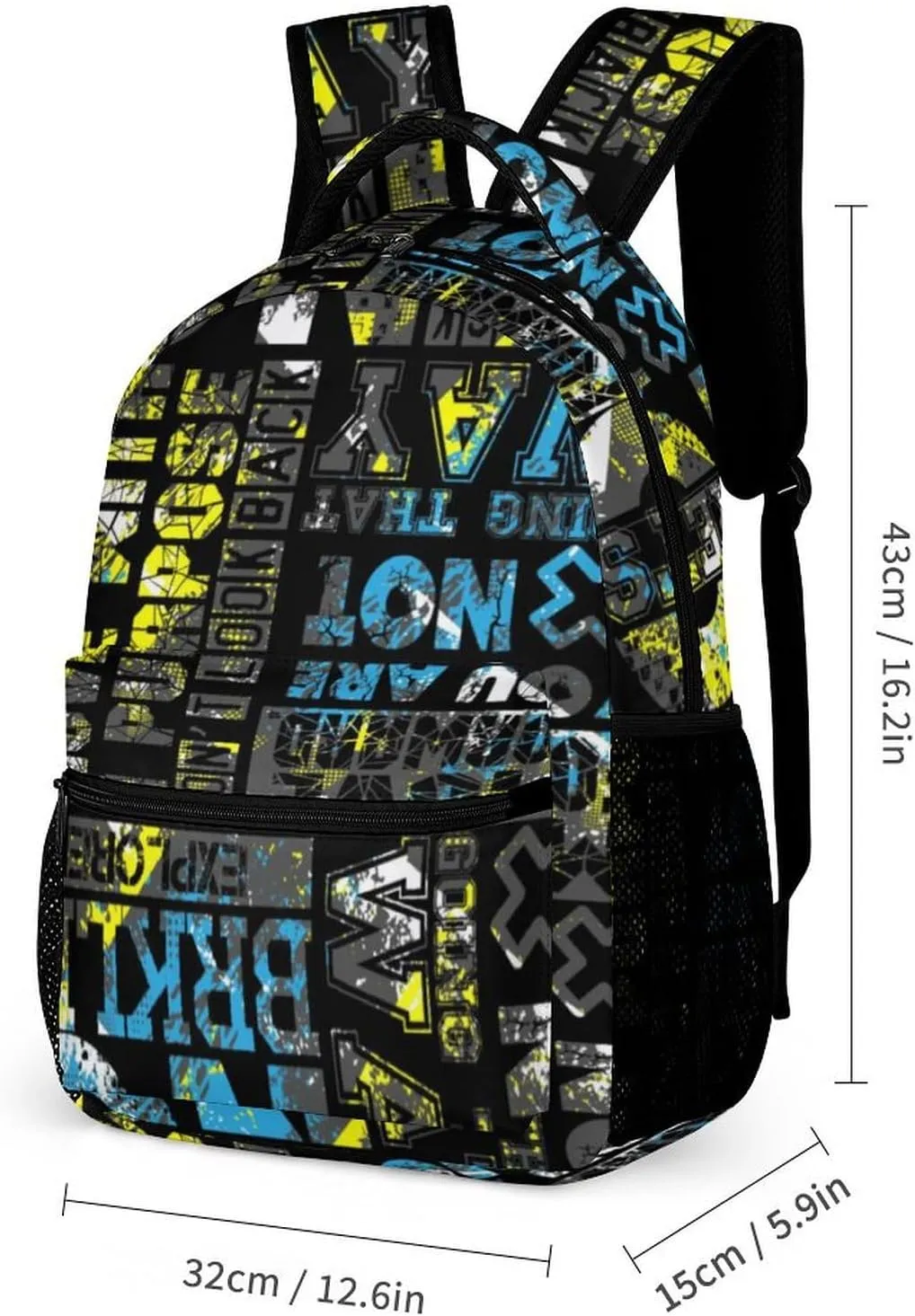 Funny Graffiti Art Backpack, School Backpack Laptop Backpack with Multiple Pockets for Kids Adult