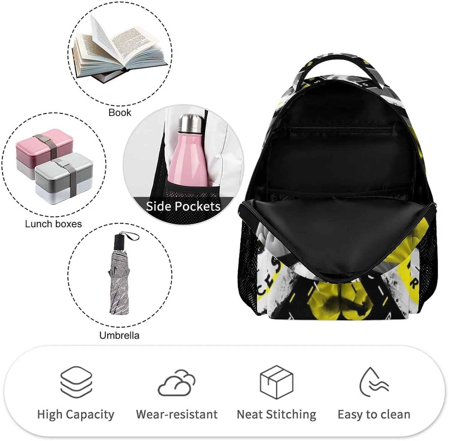 Funny Graffiti Art Backpack, School Backpack Laptop Backpack with Multiple Pockets for Kids Adult