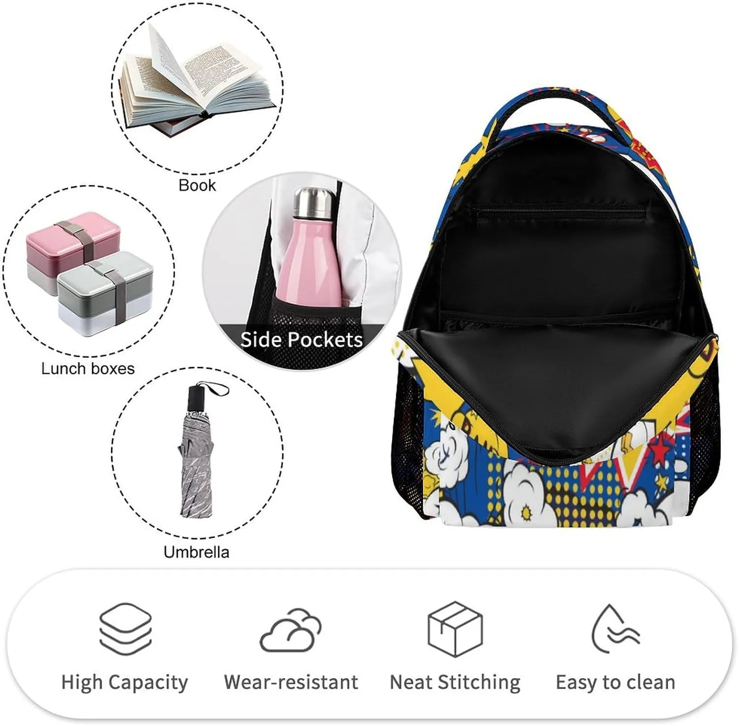 Funny Graffiti Art Backpack, School Backpack Laptop Backpack with Multiple Pockets for Kids Adult