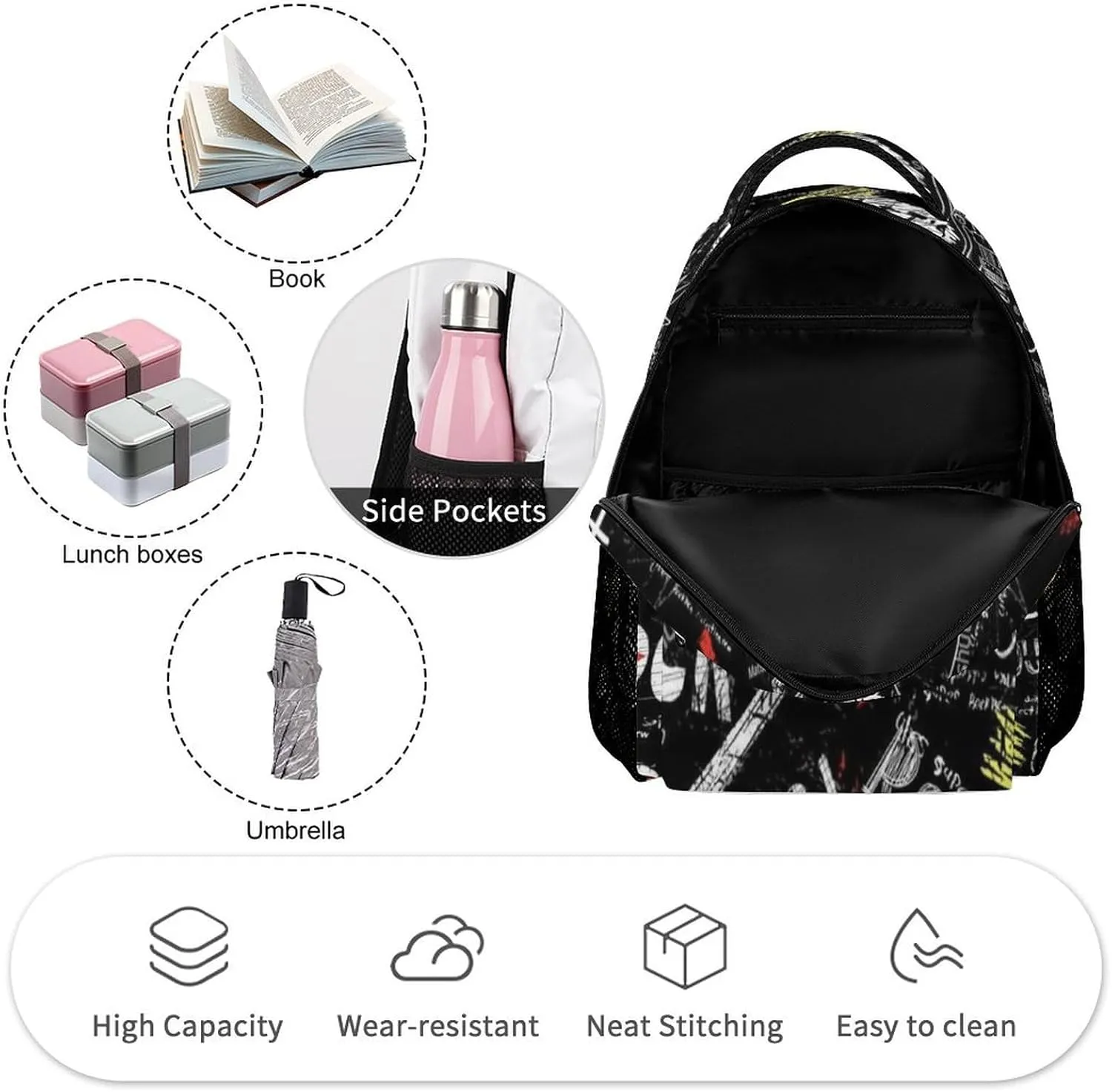 Funny Graffiti Art Backpack, School Backpack Laptop Backpack with Multiple Pockets for Kids Adult