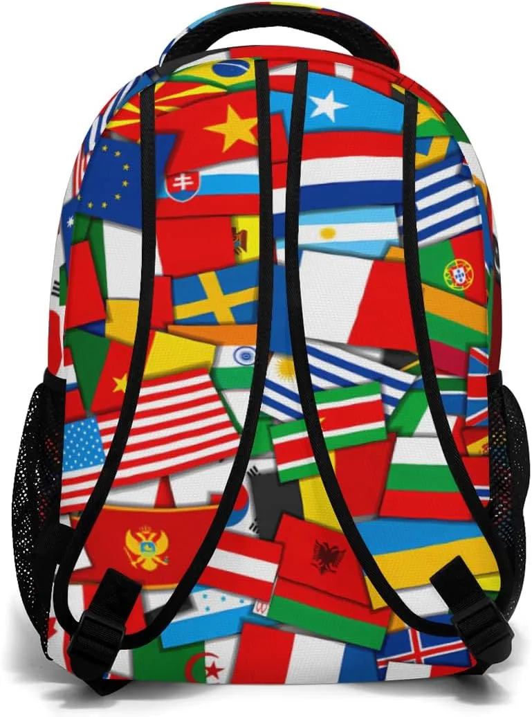 Funny Worlds Flag Backpack, Laptop Backpack with Multiple Pockets for Adult Hiking Travel Work 17 Inch
