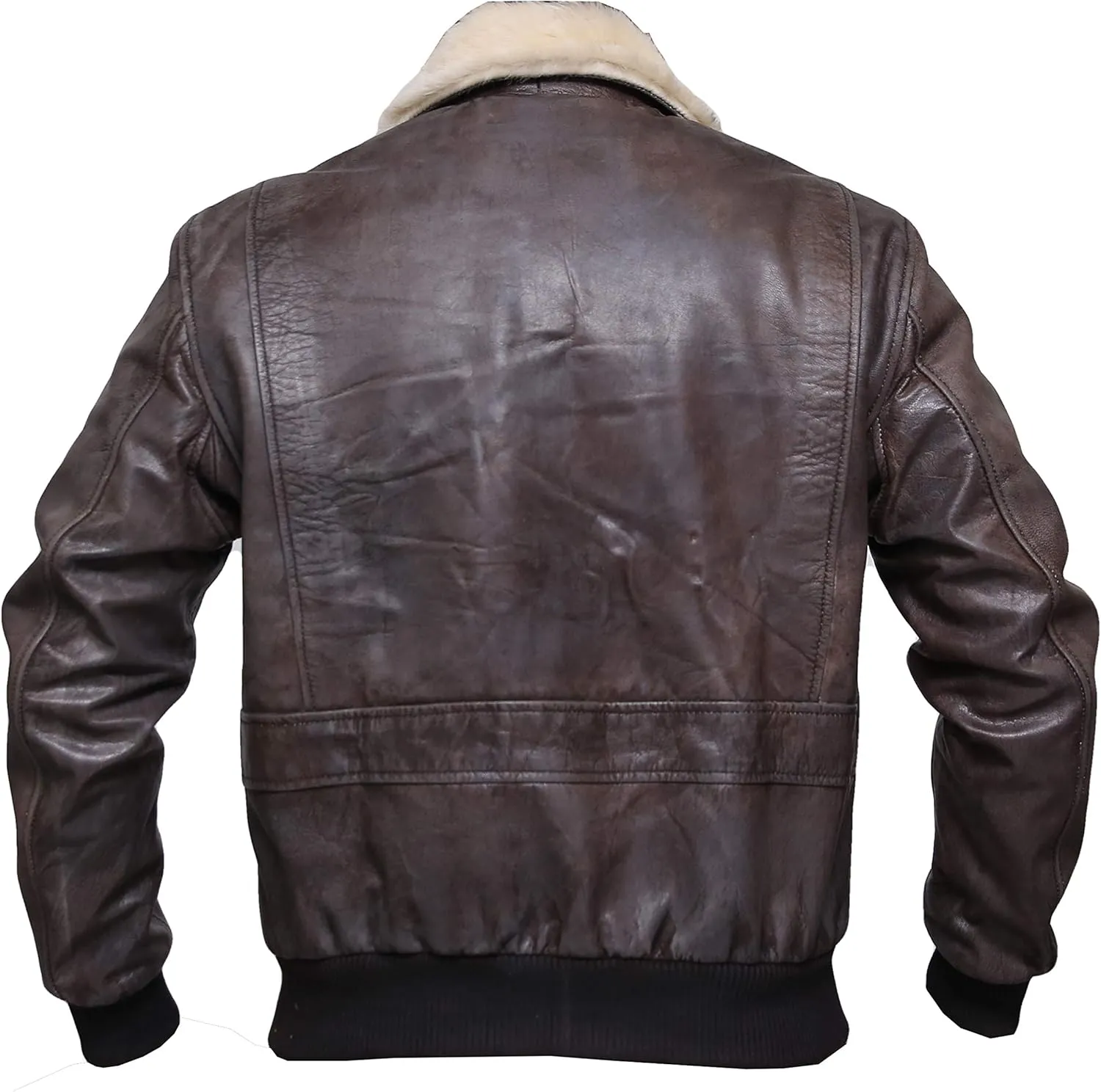 G1 Flight Jacket Fur Collar Distressed Cowhide Leather Bomber Aviator Flight Jacket - Aviator Leather Jacket Men