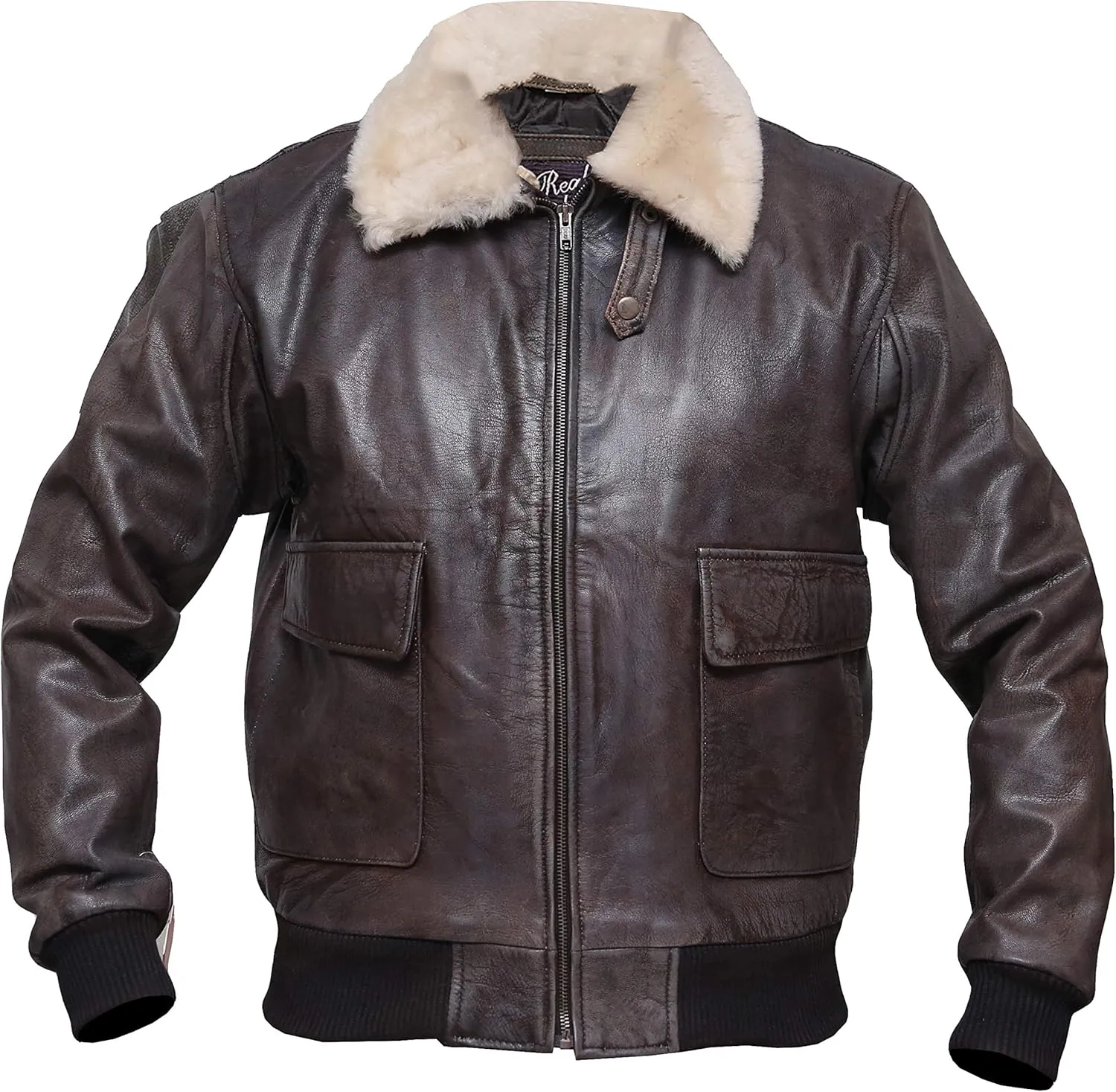 G1 Flight Jacket Fur Collar Distressed Cowhide Leather Bomber Aviator Flight Jacket - Aviator Leather Jacket Men