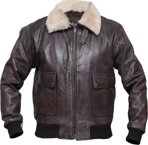 G1 Flight Jacket Fur Collar Distressed Cowhide Leather Bomber Aviator Flight Jacket - Aviator Leather Jacket Men