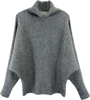 GABERLY Turtleneck Batwing Sleeves Dolman Knitted Oversized Sweaters and Pullovers Tops for Women