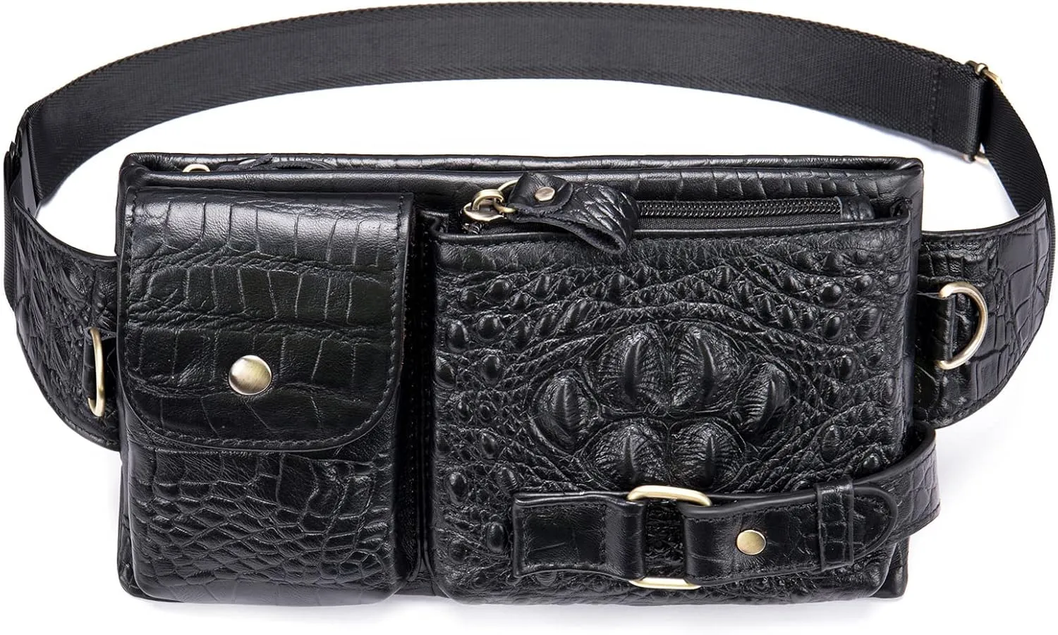 Genuine Leather Fanny Pack Slim with Adjustable Waistband Multiple Pockets Waist Pack for Men Women