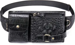 Genuine Leather Fanny Pack Slim with Adjustable Waistband Multiple Pockets Waist Pack for Men Women