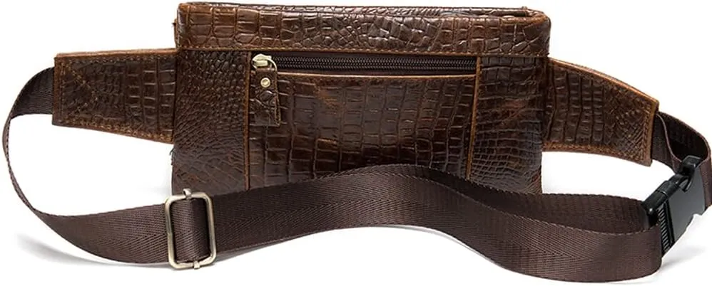 Genuine Leather Fanny Pack Slim with Adjustable Waistband Multiple Pockets Waist Pack for Men Women