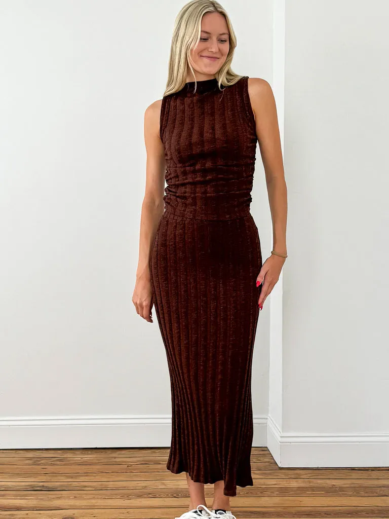 Georgia Sweater Rib Skirt- Russet Brown