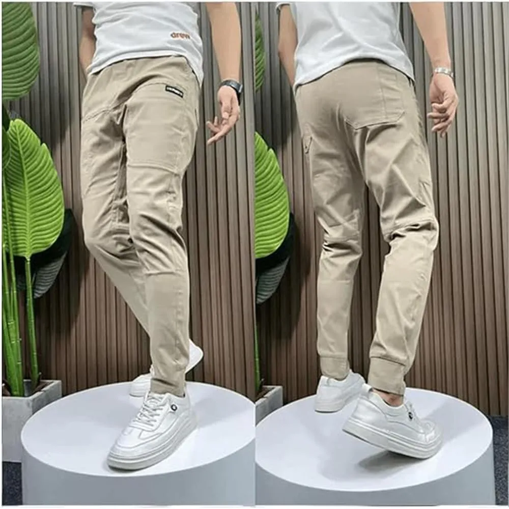 Gincci Men's Stretch Multi-Pocket Skinny Cargo Pants,Men's Casual Pencil Pants??Lightweight Travel Pants