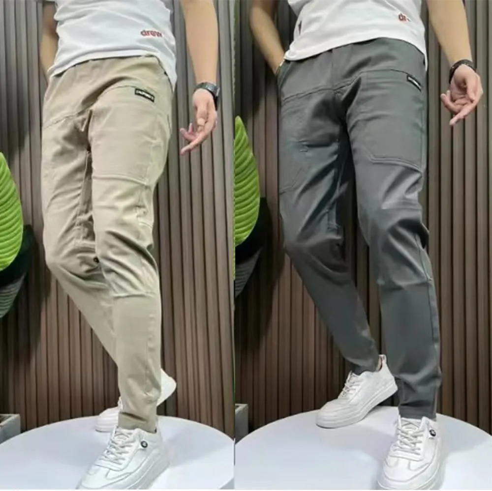 Gincci Men's Stretch Multi-Pocket Skinny Cargo Pants,Men's Casual Pencil Pants??Lightweight Travel Pants