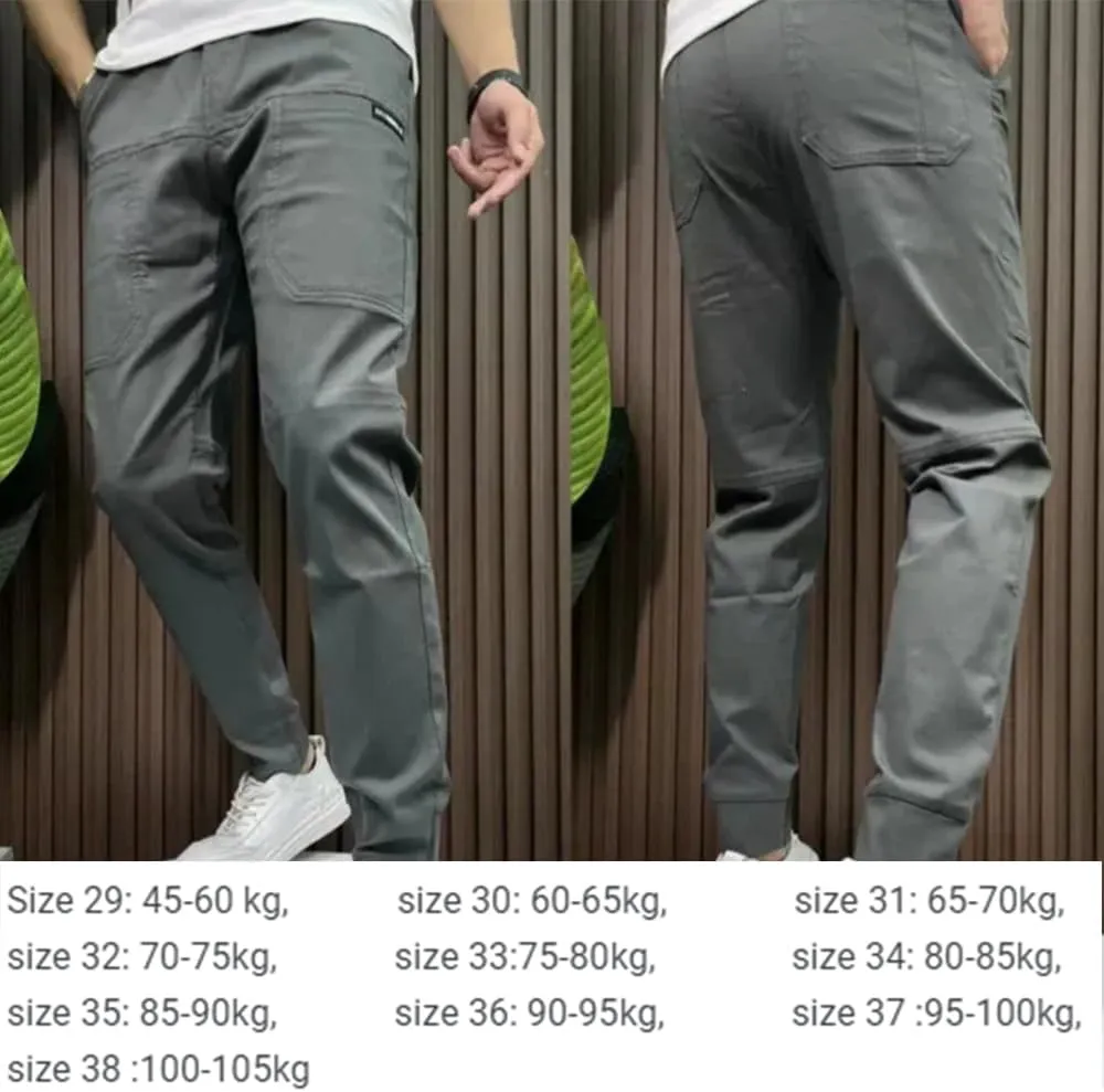Gincci Men's Stretch Multi-Pocket Skinny Cargo Pants,Men's Casual Pencil Pants??Lightweight Travel Pants