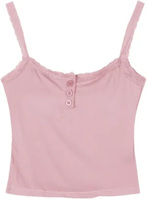 Girls Lace Trim Camisole Crop Top Sleeveless Built-in Bra Teen Bralette Slim Fit Cami Tops for Women Girls