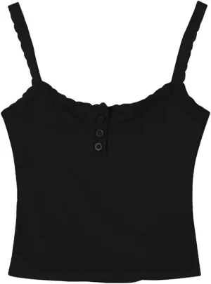 Girls Lace Trim Camisole Crop Top Sleeveless Built-in Bra Teen Bralette Slim Fit Cami Tops for Women Girls