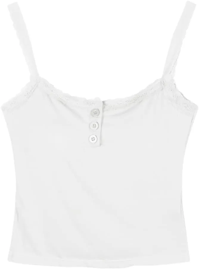 Girls Lace Trim Camisole Crop Top Sleeveless Built-in Bra Teen Bralette Slim Fit Cami Tops for Women Girls