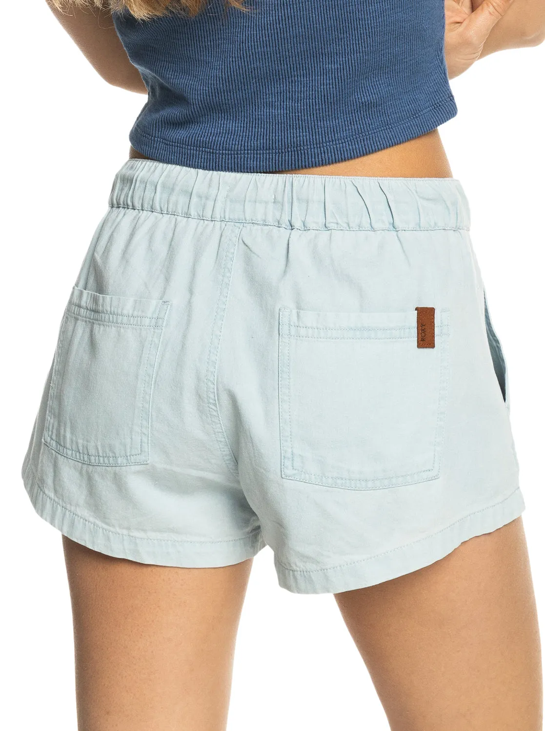 Go To The Beach Denim Shorts - Bleached Blue