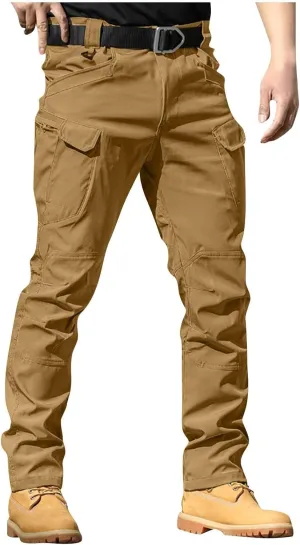 GOFULY Mens Cargo Pants Baggy Relaxed Fit Stretch Pants Tall Multi Pockets Hiking Pants Work Trousers Casual