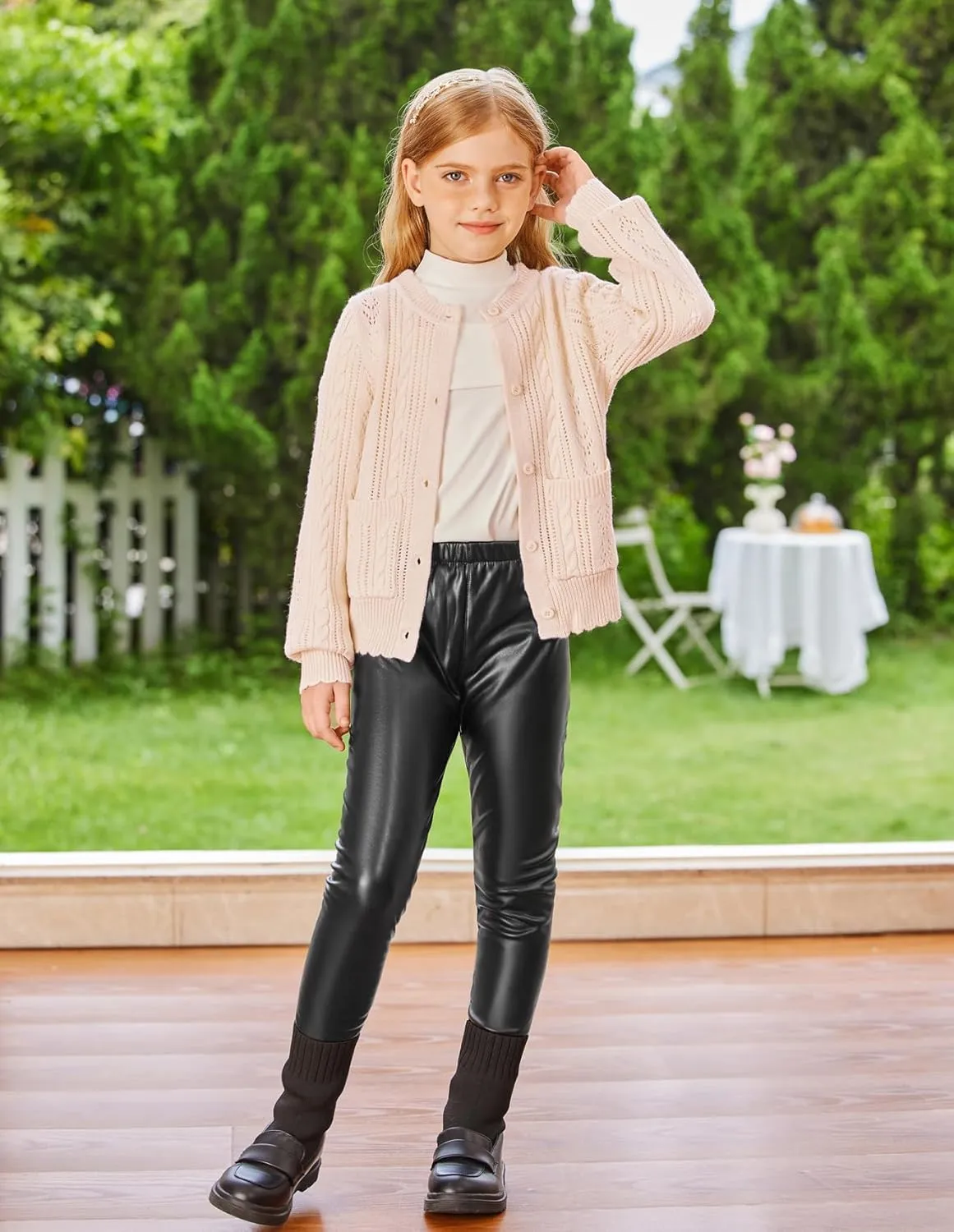 GRACE KARIN Girls Cardigan Long Sleeve Uniforms Knit Sweater Outerwear for Kids