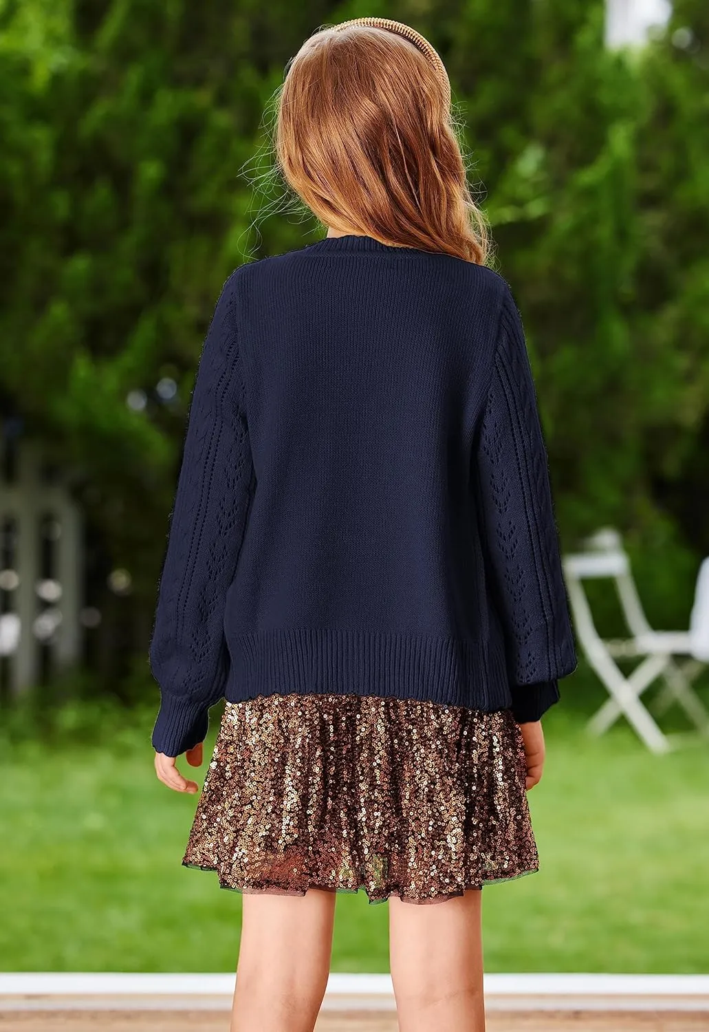 GRACE KARIN Girls Cardigan Long Sleeve Uniforms Knit Sweater Outerwear for Kids