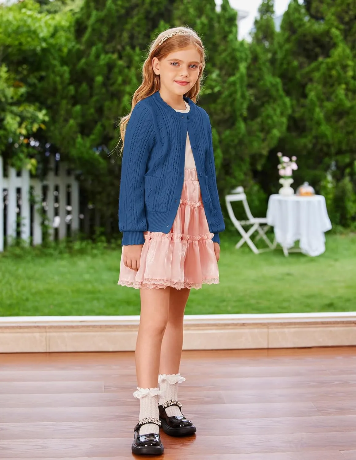 GRACE KARIN Girls Cardigan Long Sleeve Uniforms Knit Sweater Outerwear for Kids