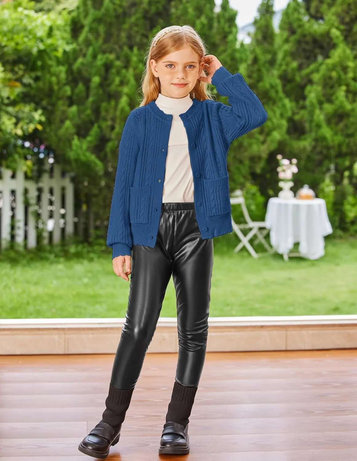 GRACE KARIN Girls Cardigan Long Sleeve Uniforms Knit Sweater Outerwear for Kids