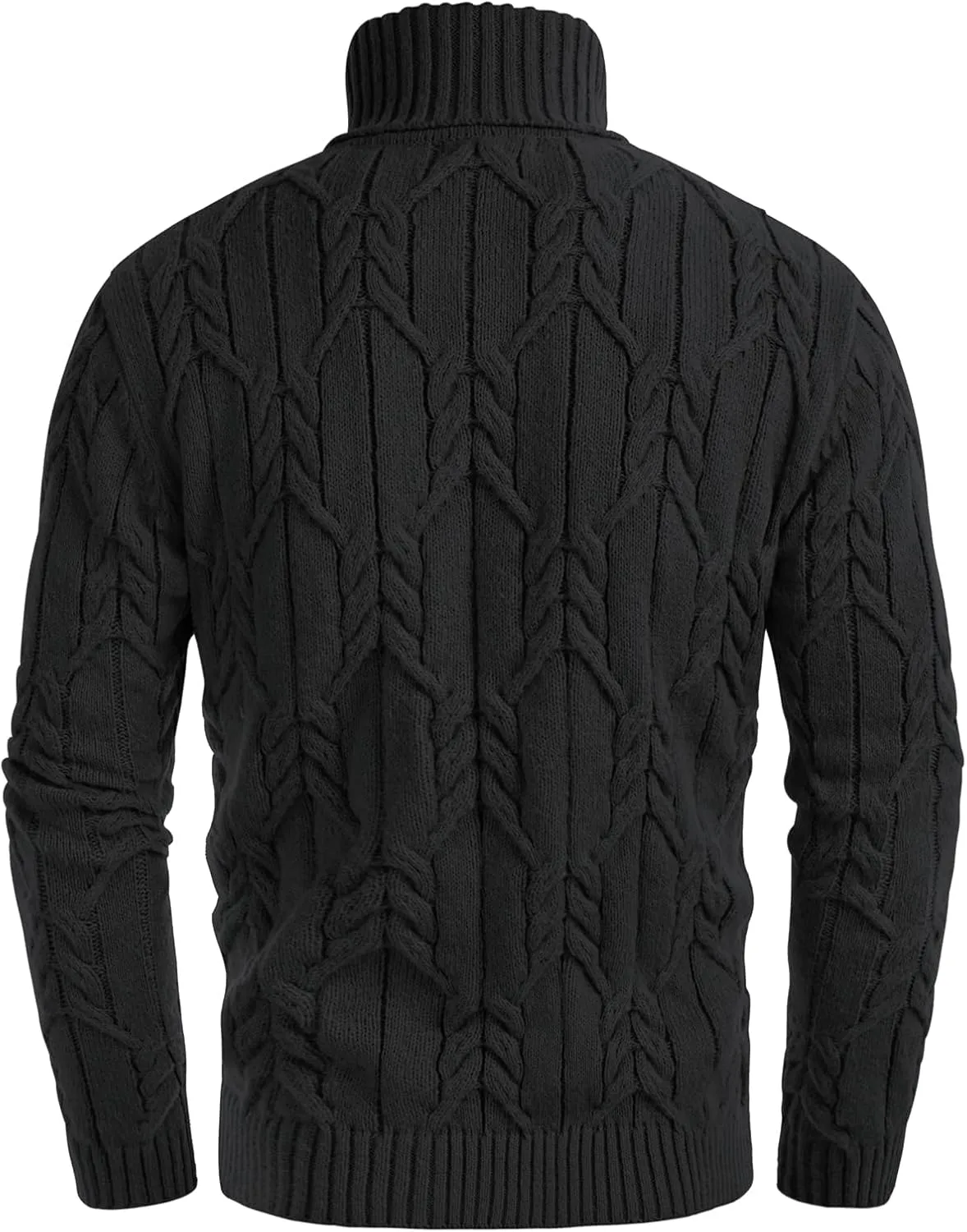 GRACE KARIN Men's Turtleneck Pullover Sweaters Long Sleeve Solid Twisted Cable Knit Sweater