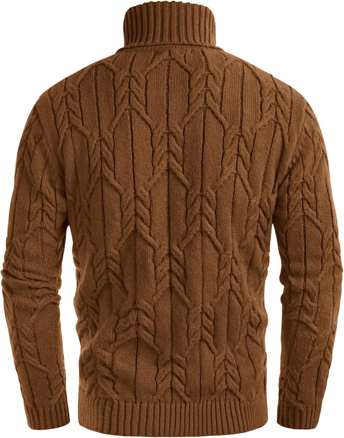 GRACE KARIN Men's Turtleneck Pullover Sweaters Long Sleeve Solid Twisted Cable Knit Sweater