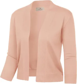 GRACE KARIN Women's 3/4 Sleeve Cardigan Knit Sweaters Cropped Open Front Shrug Bolero