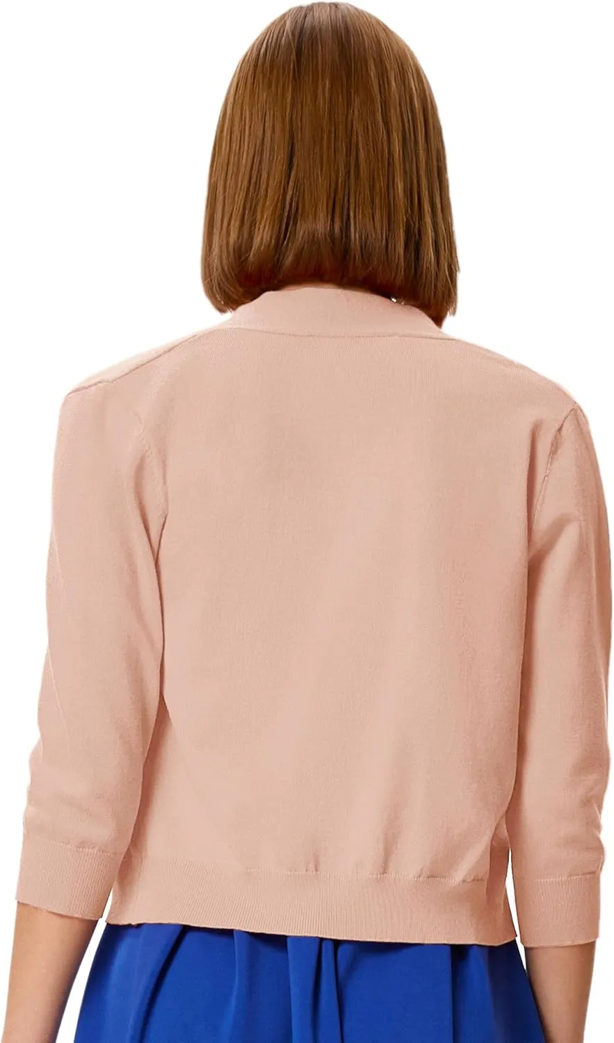 GRACE KARIN Women's 3/4 Sleeve Cardigan Knit Sweaters Cropped Open Front Shrug Bolero