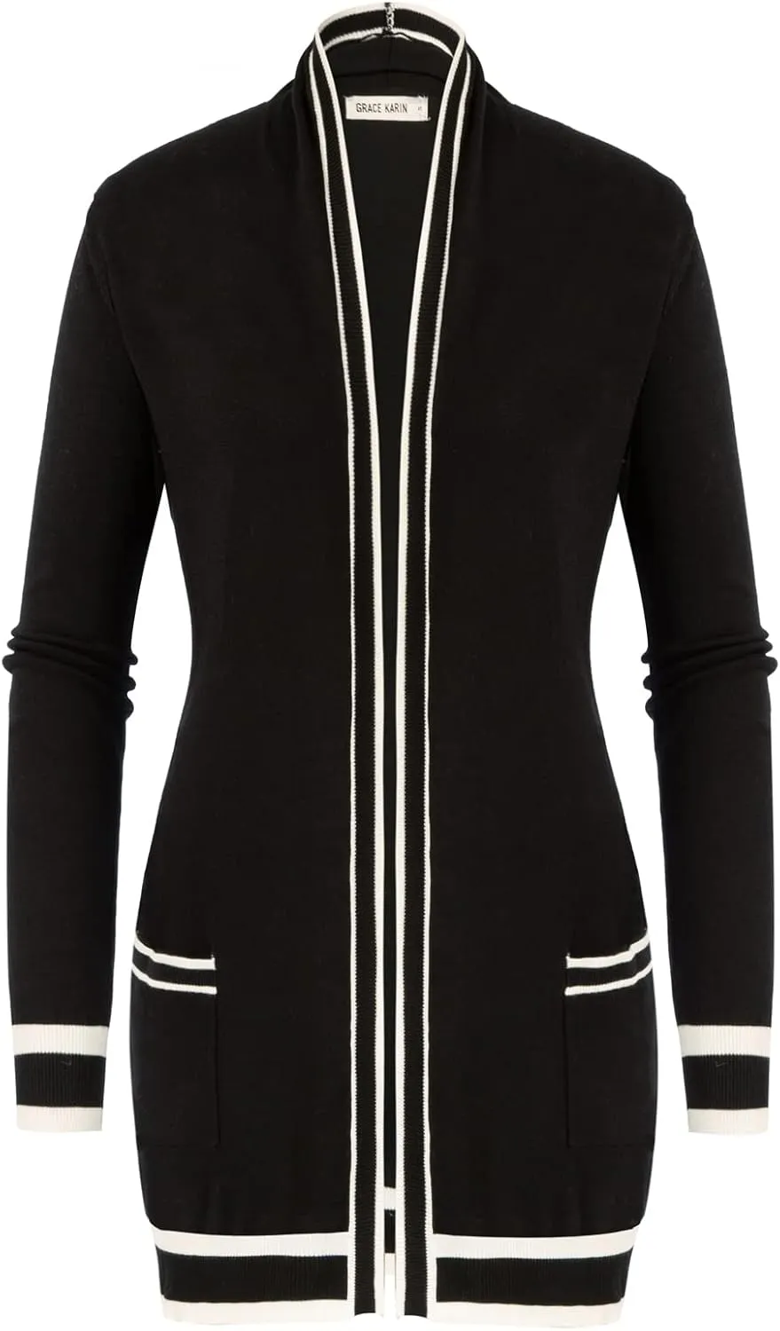 GRACE KARIN Women's Casual Open Front Cardigan Long Knitted Sweaters Shrug with Pockets