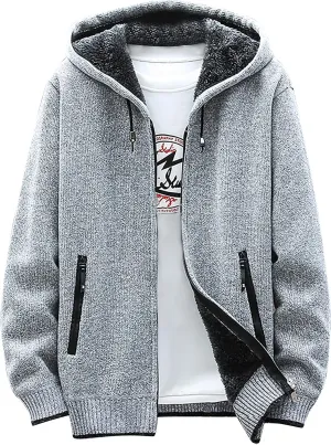 Graphic Hoodies for Men Fall and Winter Casual Sweater Jacket Warm Knit Sweater Hooded Hoodie