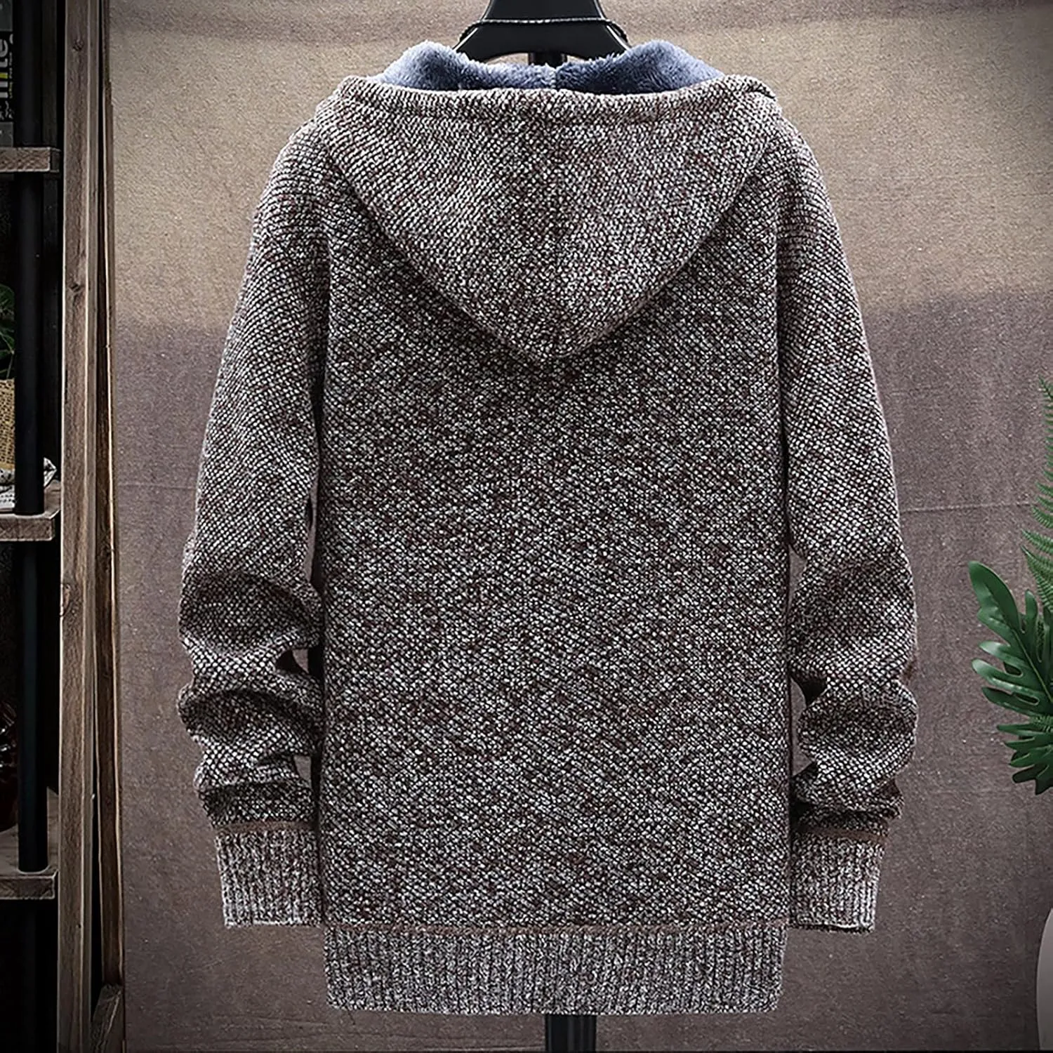 Graphic Hoodies for Men Fall and Winter Casual Sweater Jacket Warm Knit Sweater Hooded Hoodie