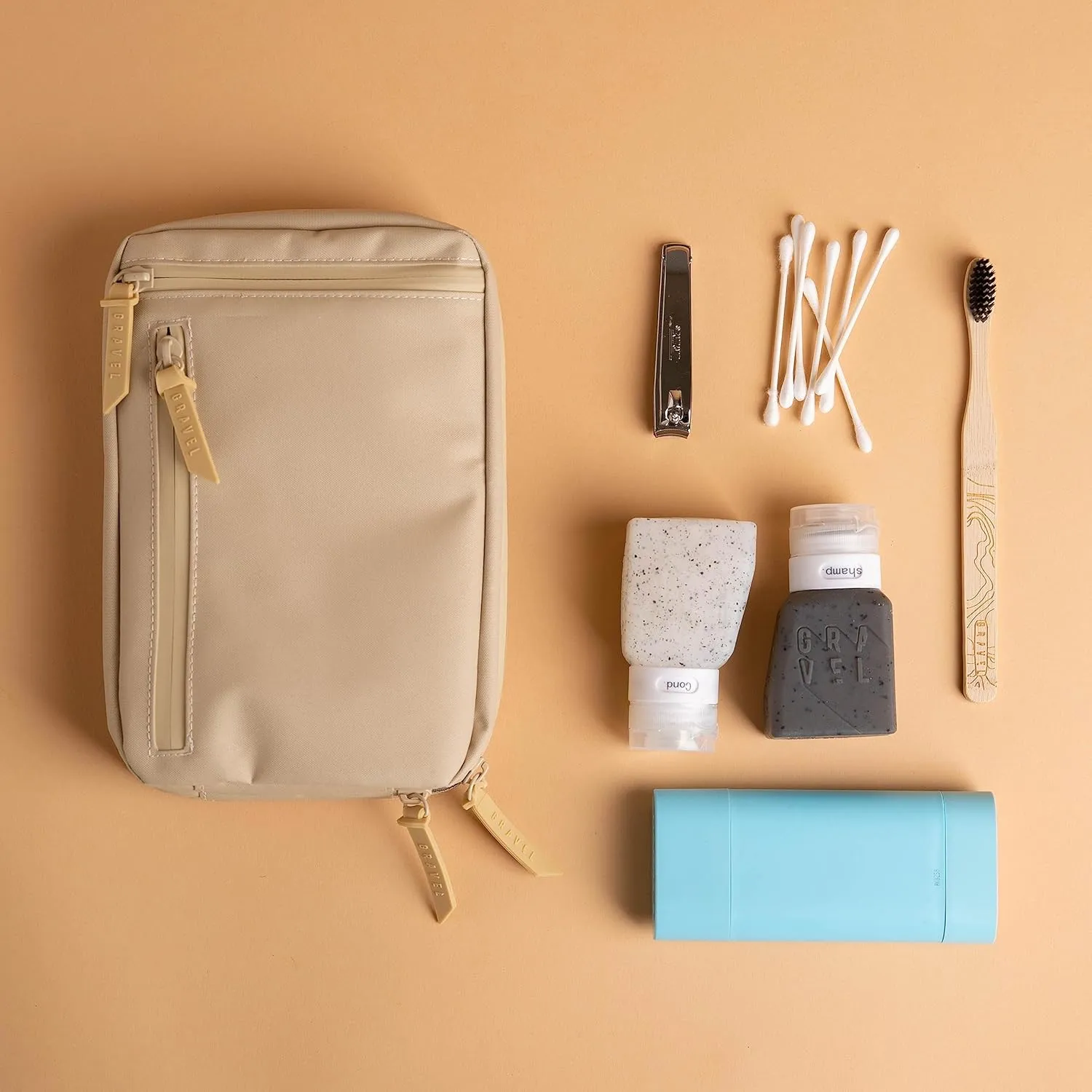 Gravel Hanging Toiletry Bag  Water-Resistant Dopp Kit for Men & Women (Sand, Slim)