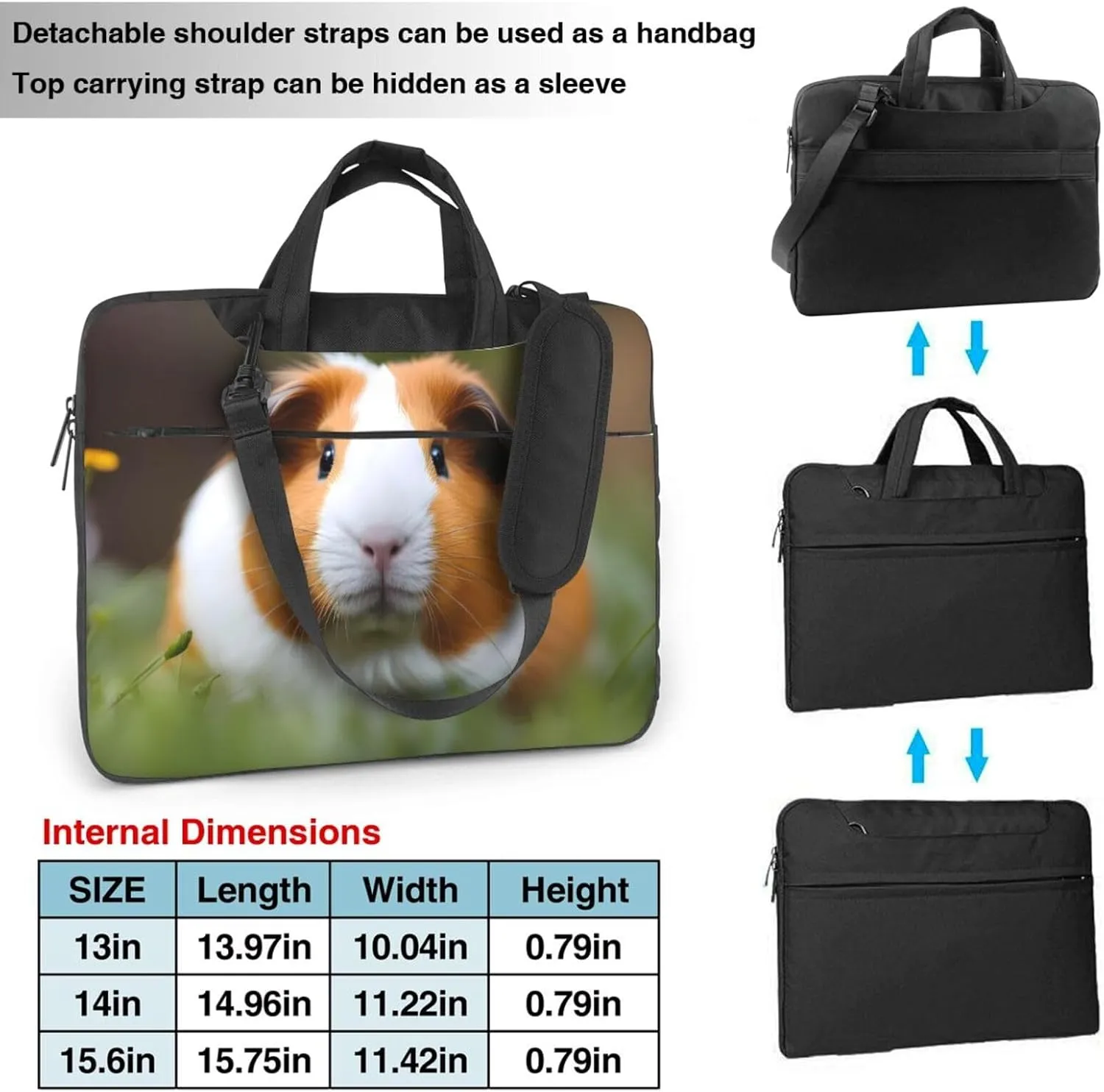 Guinea Pigs Prints Laptop Bag - with Soft Interior, Multiple Pockets - Ideal for Men, Travel and Business