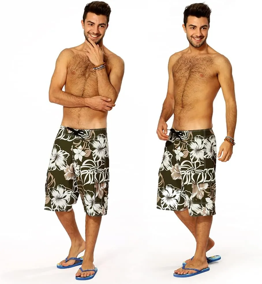 Hawaiian Microfiber, 4-Way Stretch and Stonewashed Boardshorts - Multiple Pockets