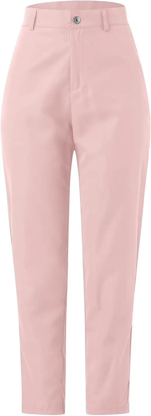 High Waisted Business Pants for Women Straight Leg Pleated Elegant Office Slacks Stretchy Dress Trousers with Pockets