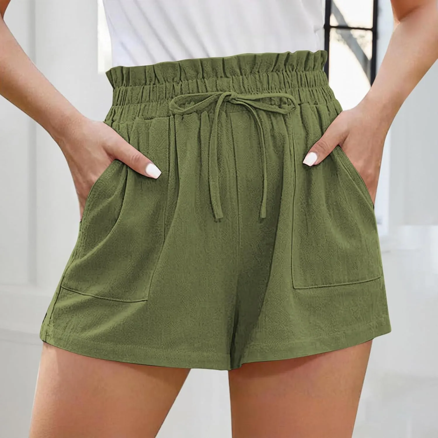 High Waisted Shorts for Women Dressy Casual Summer Shorts with Pockets