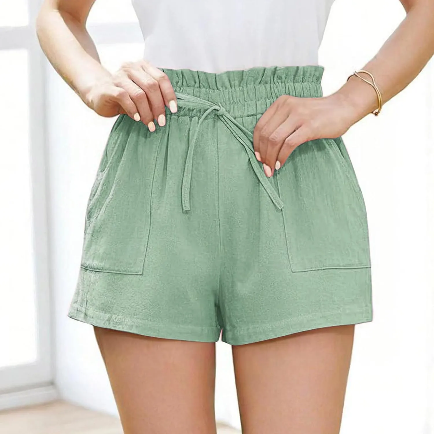 High Waisted Shorts for Women Dressy Casual Summer Shorts with Pockets