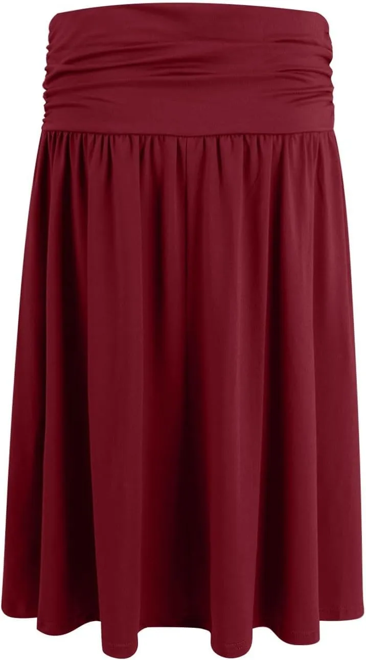 High Waisted Summer Skirts for Women 2025 Casual Below The Knee Length Pull On Smocked Cotton Midi Skirts with Pockets
