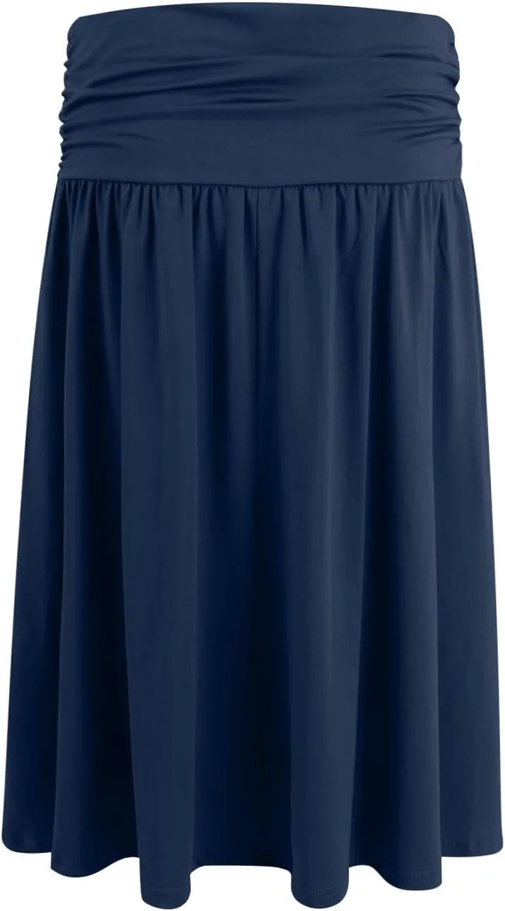 High Waisted Summer Skirts for Women 2025 Casual Below The Knee Length Pull On Smocked Cotton Midi Skirts with Pockets