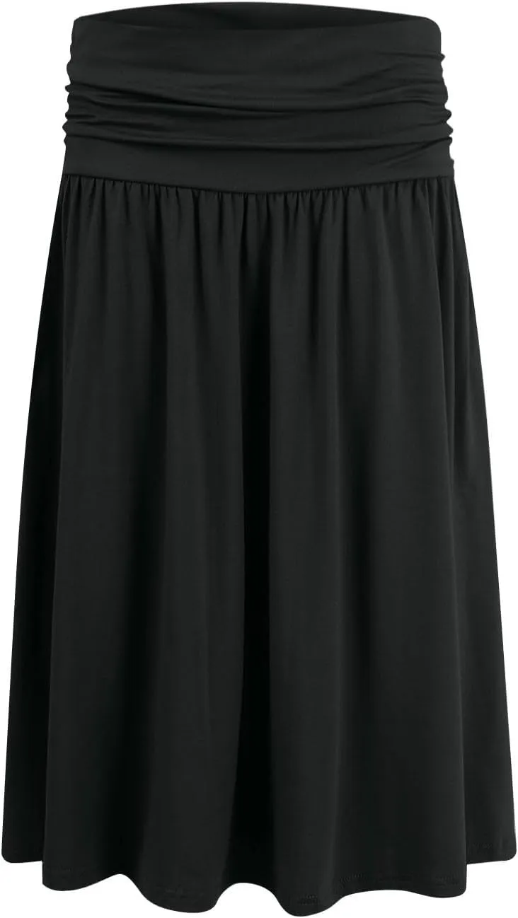 High Waisted Summer Skirts for Women 2025 Casual Below The Knee Length Pull On Smocked Cotton Midi Skirts with Pockets