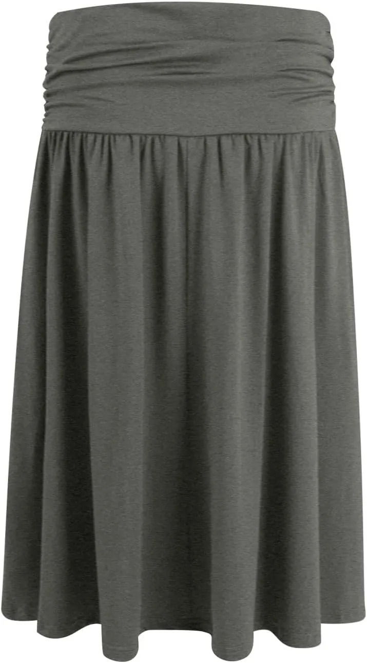 High Waisted Summer Skirts for Women 2025 Casual Below The Knee Length Pull On Smocked Cotton Midi Skirts with Pockets