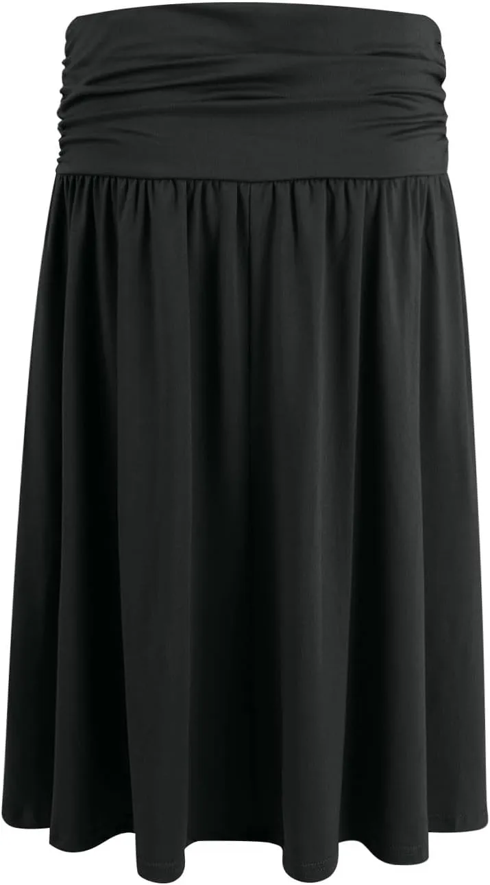 High Waisted Summer Skirts for Women 2025 Casual Below The Knee Length Pull On Smocked Cotton Midi Skirts with Pockets