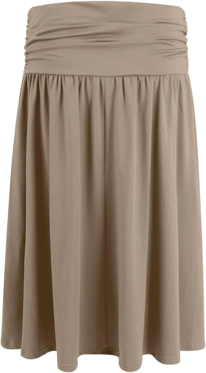 High Waisted Summer Skirts for Women 2025 Casual Below The Knee Length Pull On Smocked Cotton Midi Skirts with Pockets