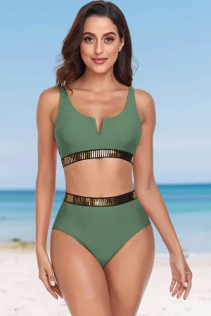 Hit Color Gilding Patchwork Stylish V-Wire Bikini