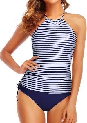 Holipick Two Piece Tankini Swimsuits for Women Tummy Control Bathing Suits Halter Tankini Top with Bikini Bottom